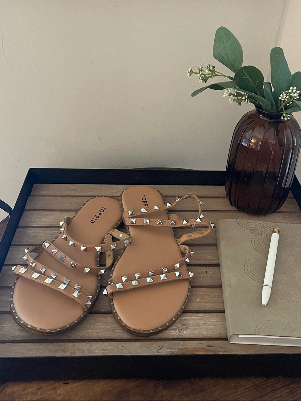 torrid Tan Studded Multi-Strap Sandals